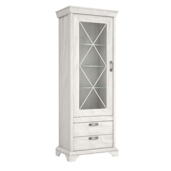 Vitrina inalta kashmir cu led, alb antic, 78.3 x 48.3 x 210.3 cm