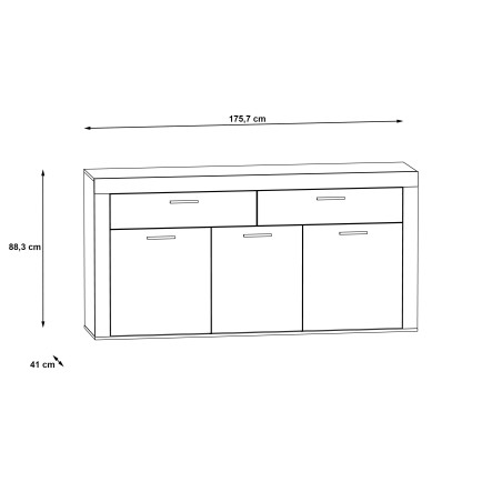 Comoda Garage, Spatiu Generos de Depozitare cu 3 Usi si 2 Sertare, Gri Inchis Beton Si Lemn Vintage, 175.7 x 41 x 88.3 Cm-01