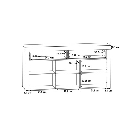 Comoda Garage, Spatiu Generos de Depozitare cu 3 Usi si 2 Sertare, Gri Inchis Beton Si Lemn Vintage, 175.7 x 41 x 88.3 Cm-01