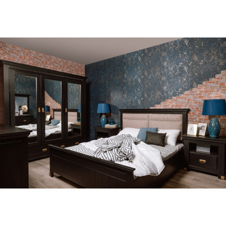 Set Dormitor Saint Tropez, Pat Cu Dimensiune Saltea 160 X 200, Dulap De 207.8 Cm, 2 Noptiere, Vopsit Negru-01