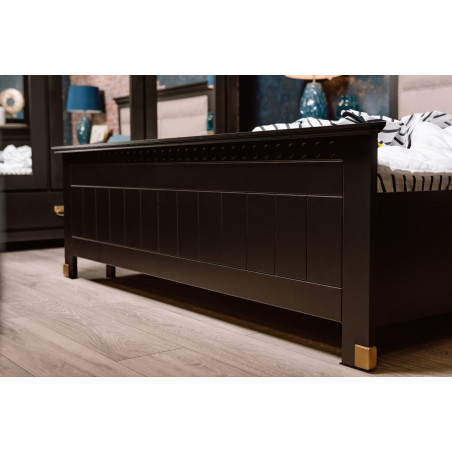 Set Dormitor Saint Tropez, Pat Cu Dimensiune Saltea 160 X 200, Dulap De 207.8 Cm, 2 Noptiere, Vopsit Negru-01