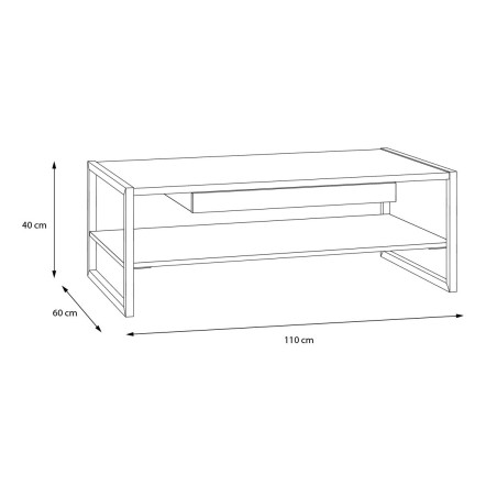 Masa Cafea High Rock, Stejar Riviera Si Negru, 40 x 60 x 110 Cm-01