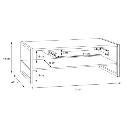 Masa Cafea High Rock, Stejar Riviera Si Negru, 40 x 60 x 110 Cm-01