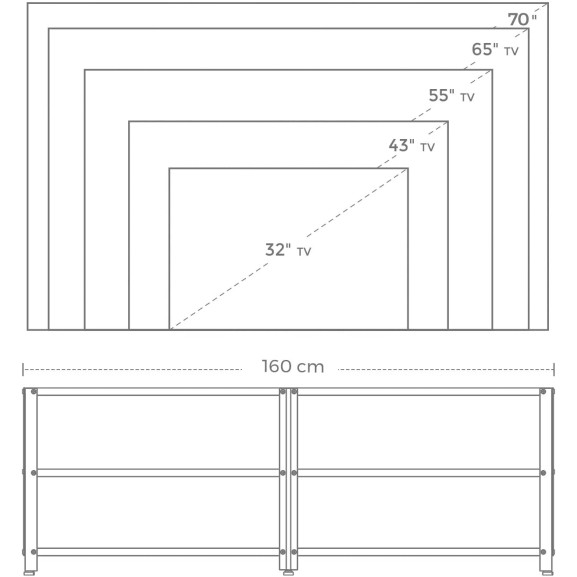 Stand TV Vintage, 160 x 39.2 x 50 cm