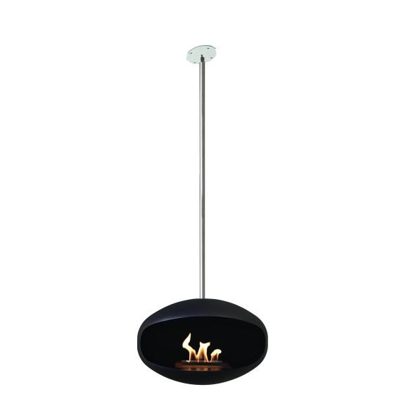 Semineu suspendat cocoon aeris, negru si inox