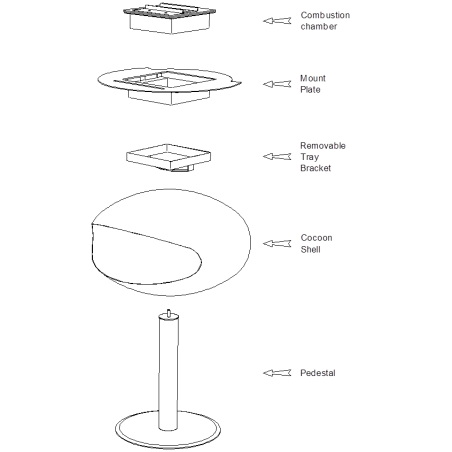 Semineu Suspendat Cocoon Pedestal, Negru-01