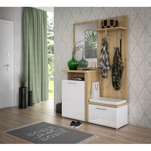 Set Hol Tuluza Alb Si Stejar Artisan Si Alb Lucios 128.5 Cm