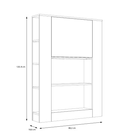 Etajera Multifunctional Sonoma, 88.2 x 120.8 x 18.6 (62.2) Cm-01