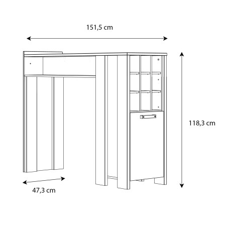 Masa Bar Clif, Lemn Vintage Si Beton Optic Gri Inchis, 151.5 x 118.3 x 47.3 Cm-01