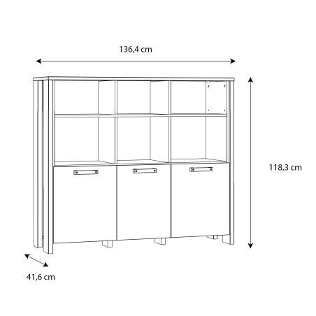 Etajera Bar Clif, Lemn Vintage Si Beton Optic Gri Inchis, 136.4 Cm-01