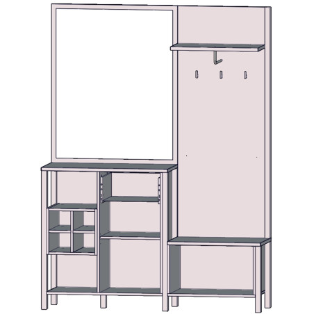 Garderoba High Rock, Negru Si Stejar Riviera, 144.5 Cm-01