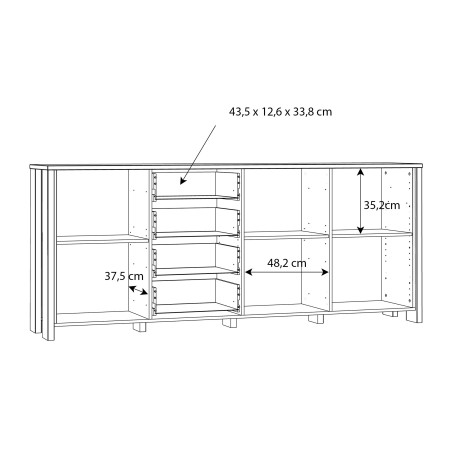 Bufet cu 3 usi si 4 sertare Clif, Lemn Vintage si Beton Optic Gri Inchis, 206.1 x 86,3 x 41,6 Cm-01