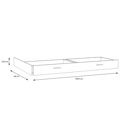 Sertar Pat Snow , Alb, 199,4 x 18,9 x 68 Cm-01