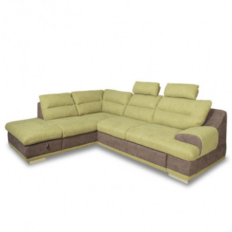 Coltar Extensibil Cu Lada Seaside, Stanga, Verde Si Gri, 264 X 88 X 217 Cm-01