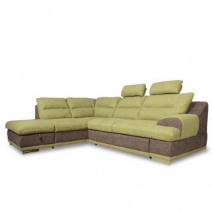 Coltar Extensibil Cu Lada Seaside, Stanga, Verde Si Gri, 264 X 88 X 217 Cm