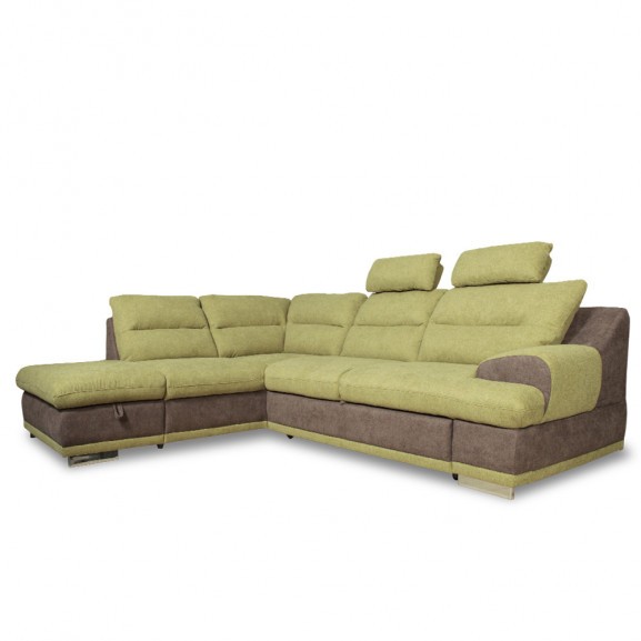 Coltar Extensibil Cu Lada Seaside, Stanga, Verde Si Gri, 264 X 88 X 217 Cm