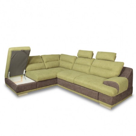 Coltar Extensibil Cu Lada Seaside, Stanga, Verde Si Gri, 264 X 88 X 217 Cm-01