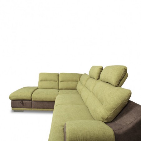 Coltar Extensibil Cu Lada Seaside, Stanga, Verde Si Gri, 264 X 88 X 217 Cm-01