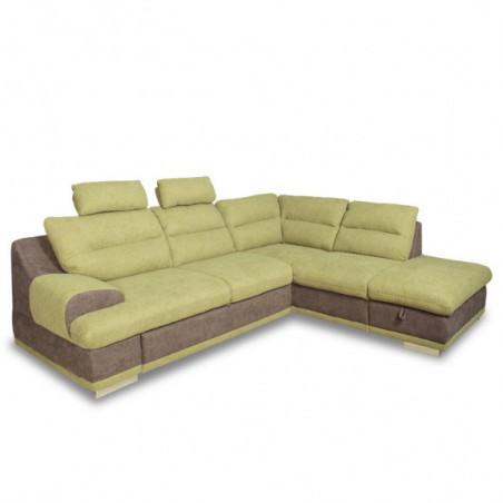 Coltar Extensibil Cu Lada Seaside, Dreapta, Verde Si Gri, 264 X 88 X 217 Cm-01