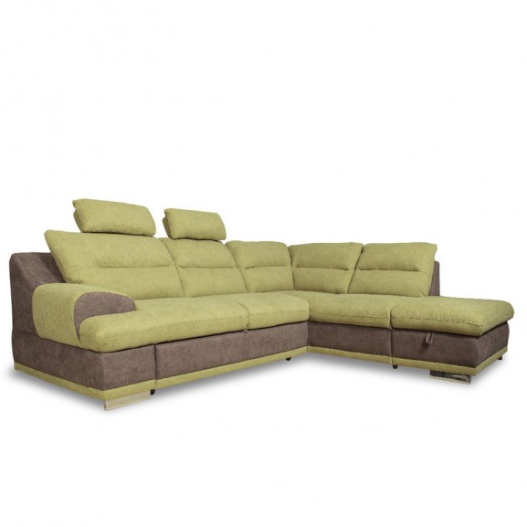 Coltar Extensibil Cu Lada Seaside, Dreapta, Verde Si Gri, 264 X 88 X 217 Cm