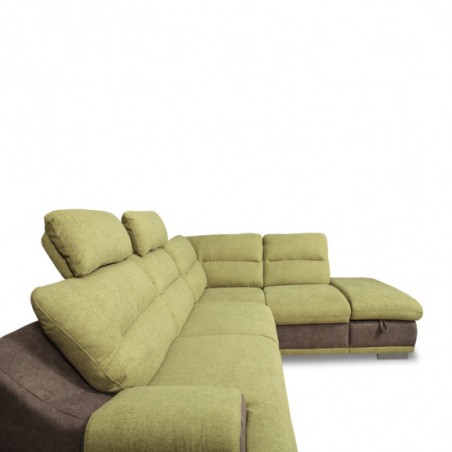 Coltar Extensibil Cu Lada Seaside, Dreapta, Verde Si Gri, 264 X 88 X 217 Cm-01