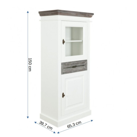 Vitrina Cu 2 Usi Si 1 Sertar Cabana Alb Si Antracite , 65.3 Cm-01