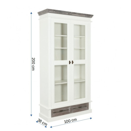 Vitrina Cu 2 Usi Si 2 Sertare Cabana Alb Si Antracite, 100 Cm-01