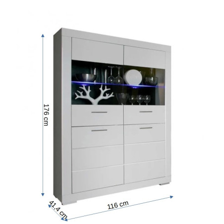 Vitrina Snow, Alb Mat, 176 x 41.5 x 116 Cm-01