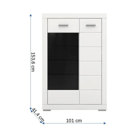 Vitrina Snow Cu 2 Usi, Alb Mat, 101 Cm-01