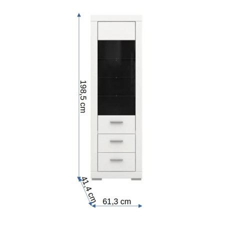 Vitrina Cu 1 Usa Si 3 Sertare Snow Alb, 61.3 Cm-01