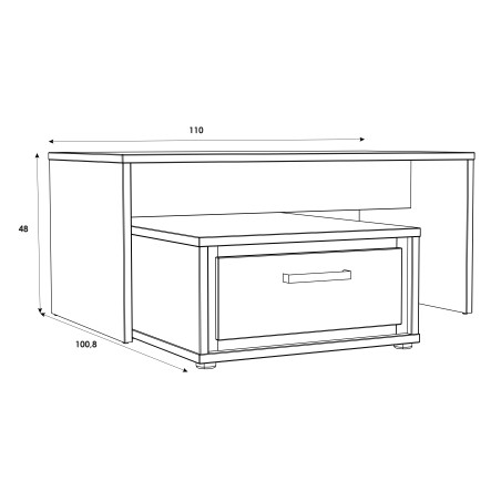 Masa De Cafea Rigmor, Alb, Beton Optic Gri Si Alb Super Lucios, 110 x 48 x 100.8 Cm-01