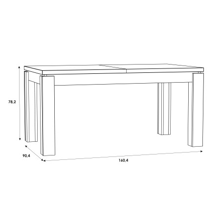 Masa Rigmor, Extensibila, Alb & Beton Optic Gri & Alb Super Lucios, 160.4/206 x 90 x 78 Cm-01