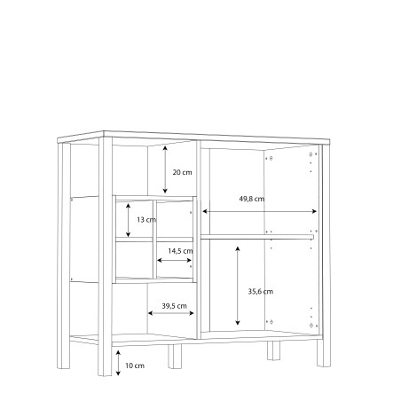 Comoda High Rock, 1 Usa, Negru Si Stejar Riviera, 93.3 Cm-01