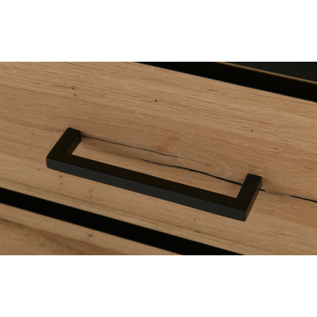 Bufet Reno 235.1x45x82 cm, Furnir Lemn Stejar Afumat si Negru, Mobila Sufragerie, 3 Usi 2 Sertare, Inchidere Silentioasa-01