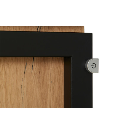 Bufet Reno 235.1x45x82 cm, Furnir Lemn Stejar Afumat si Negru, Mobila Sufragerie, 3 Usi 2 Sertare, Inchidere Silentioasa-01