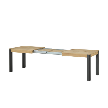 Masa Extensibila Tulsa, Smoked Oak Si Negru, Furnir Din Lemn Masiv, 180/280 X 90 X 76.5 Cm-01