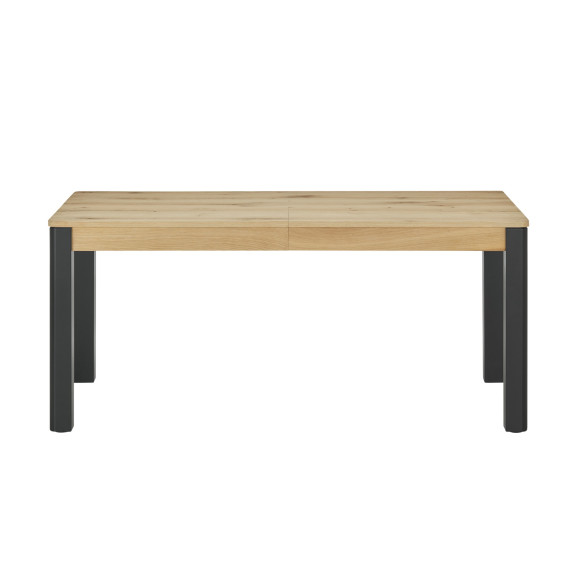 Masa Extensibila Tulsa, Smoked Oak Si Negru, Furnir Din Lemn Masiv, 180/280 X 90 X 76.5 Cm