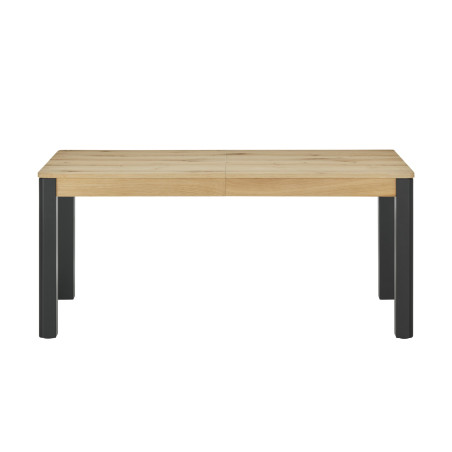 Masa Extensibila Tulsa, Smoked Oak Si Negru, Furnir Din Lemn Masiv, 180/280 X 90 X 76.5 Cm-01