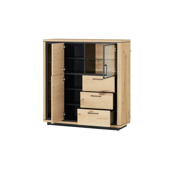 Highboard tulsa, smoked oak, furnir din lemn masiv, 122,6 x 42 x 126,5 cm