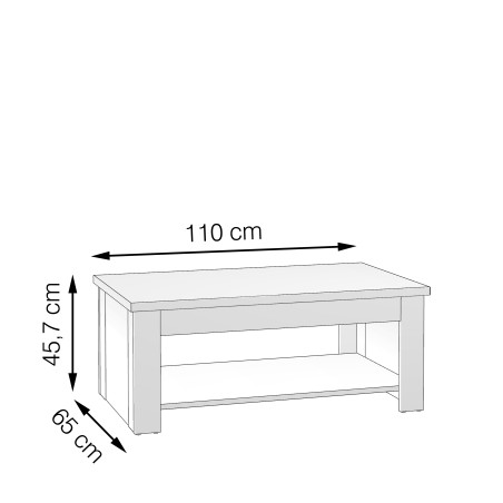 Masa Cafea Multifunctionala Dimond Cu Blat Rabatabil Alb Si Alb Lucios, 110 Cm-01