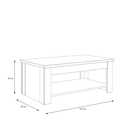 Masa Cafea Multifunctionala Dimond Cu Blat Rabatabil Alb Si Alb Lucios, 110 Cm-01