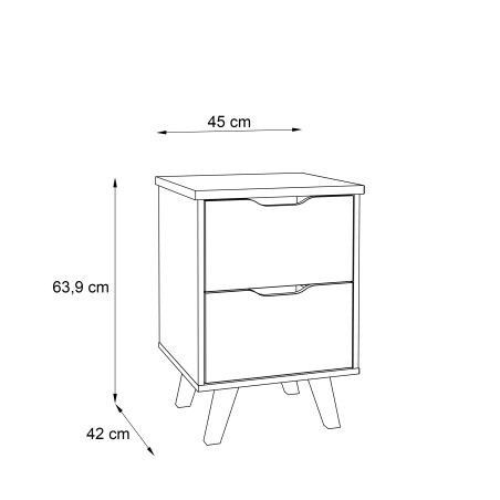 Noptiera Vankka Stejar Pardosit Si Alb, 45 Cm-01