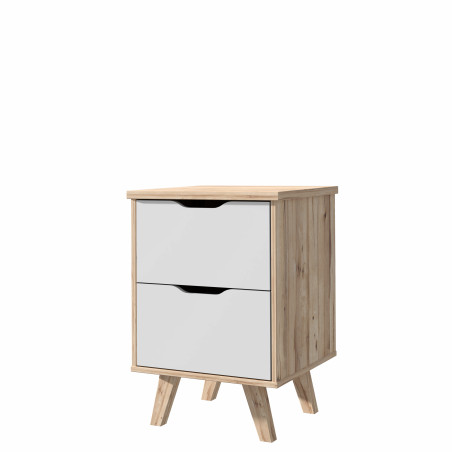 Noptiera Vankka Stejar Pardosit Si Alb, 45 Cm-01