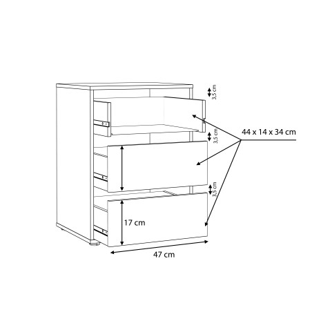 Comoda pentru Interior Dulap Soprano, Gri, 51 x 70.6 x 39.6 Cm-01