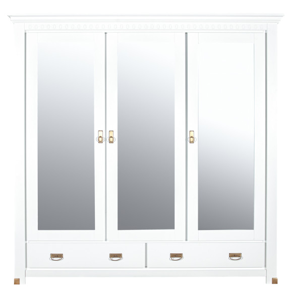 Dulap Saint Tropez, 3 Usi si 2 Sertare, Vopsit Alb, 208 Cm
