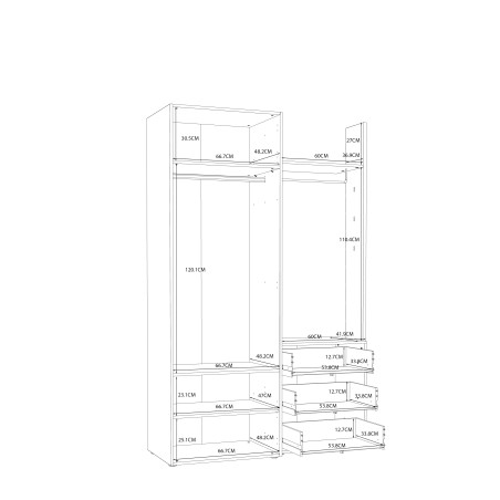 Garderoba Canberra Gri Wolfram Uni Si Alb, 134.2 Cm-01