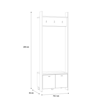 Cuier Ryloth Stejar Catania Si Alb, 74.1 Cm-01