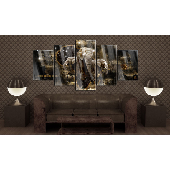 Imagine Pe Sticlă Acrilică Brown Elephants [Glass], 200 X 100Cm-Resigilat