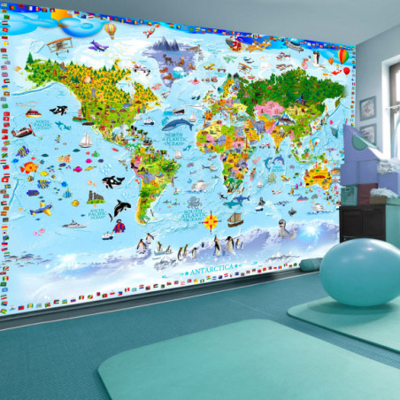 Fototapet World Map For Kids-Marime, 300 X 210-Resigilat-01