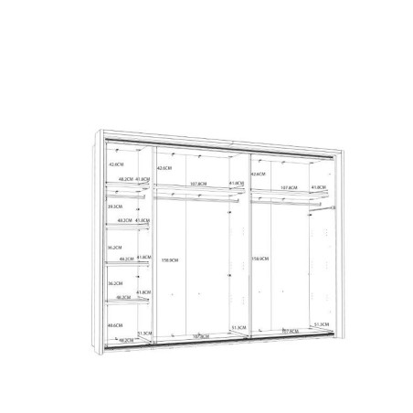 Dulap cu 2 usi culisante Soprano, Alb si Alb Lucios, 280.9 Cm-01